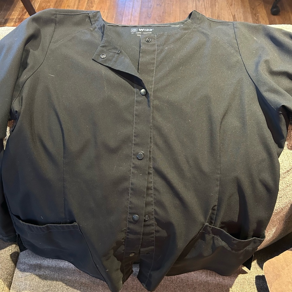 Black Button-Up Scrub Jacket